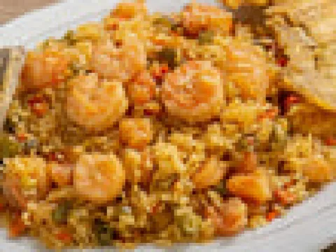 Arroz con camarones de la carta de El Manglar
